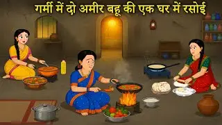 गर्मी में दो अमीर बहू की एक घर में रसोई || hindi cartoon stories || Hindi Kahaniya | Natkhat Stories