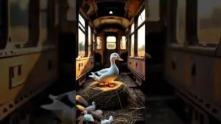 Duck Family&rsquo;s Cozy Nest Inside an Abandoned Train | Heartwarming Wildlife Moment #ai #ytshorts