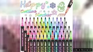 Double Line Outline Markers,Squiggles Shimmer Markers Set,Self Outline Metallic Glitter Marker Pens