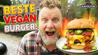 Plantaardige Chili CHEESEBURGER op een Napoleon Pro Kettle BBQ