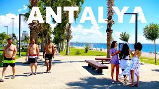 Antalya Turkey 🇹🇷 Beach Walking Tour 4K HDR 60fps T&uuml;rkiye 2022