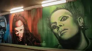 Nathan Murdoch spray paints Keith Flint and The Prodigy