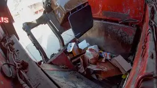 GoPro Hopper View of a McNeilus Side Loader Garbage Truck Packing Recycling