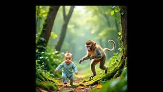 monyet menolong bayi yang sudah diculik di hutan
