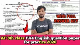 Ap 8th class FA4 English question paper 2026 || FA4 8th ENGLISH question paper 2026||Fa4 8th ENGLISH