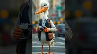Pelican working as a street photographer #pets #trending #ai #animation #video #photography #street