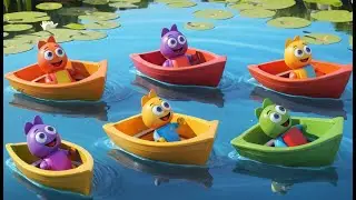 Sechs kleine Spielzeugboote segeln | Wasserabenteuer & Z&auml;hlen f&uuml;r Kinder