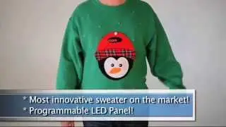 Light up ugly tacky Christmas Holiday sweaters,  crackling Fireplace phone sweater FOR SALE