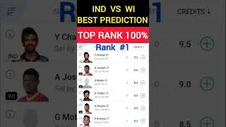 TEAM RANK #1 IND VS WI BEST TEAM PREDICTION | DREAM 11 grand league winning tips | T20 MATCH 2022