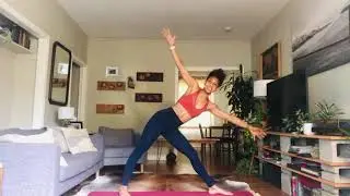 MOXIE yoga Advanced Transition: Half Moon to Sugarcane to Dancer's Pose