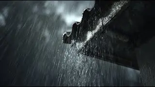 深夜的大雨持续不停，屋檐下真实雨声环境，适合放松休息与夜晚入睡