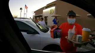 McDonald's Mobile Order, Curbside Happy Meal, Oreo McFlurry, Coffee, Gila Bend, Arizona, 2 Jan 2022