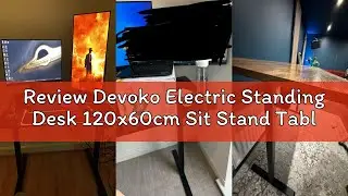 Review Devoko Electric Standing Desk 120x60cm Sit Stand Table Height Adjustable with Backpack Hook a