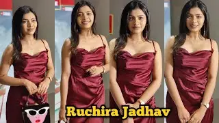 Ruchira Jadhav Looking Beautiful in Marron One Piece look For Marathi Movie Unaad Premiere Night
