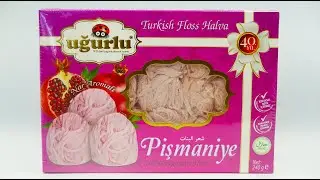 ASMR Unboxing Ugurlu Pismaniye Turkish Floss Halva With Pomegranate Flavor