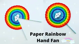 How To Make Paper Rainbow Hand Fan For Kids / Nursery Craft Ideas / Paper Craft Easy / KIDS crafts