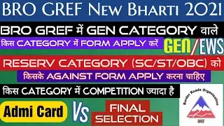 Bro Gref New Bharti 2021 में किस Category से Form Apply करें | Competition Level | Admit Card |Merit