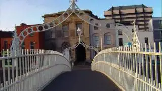 Crossing the Halfpenny Bridge in Dublin, Ireland - Northside to Southside