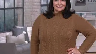 Denim & Co. Mock Neck Long Sleeve Cable Knit Tunic Sweater on QVC