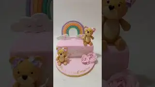 BEUTIFUL HALF CAKE WITH TEDDY BEAR WITH RAINBOW 🌈🎂🍰🧸🐨🐻#short #video #cakes #teddybear #dynamiccakes