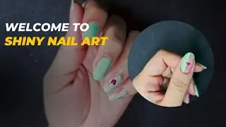 Mint Green and red heart simple desgin |Spring nail art #Shiny nail art