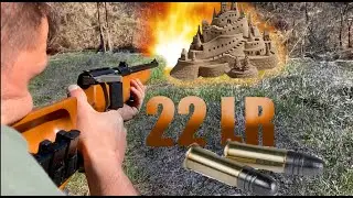 What amount of earth, clay and sand will stop the bullet.22 LR