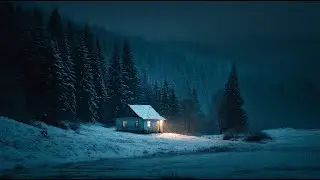 Isolated Woodland Cabin Facing a Harsh Blizzard Night | Roaring Winter Winds and Relentless Snowfall