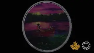 Great Canadian Outdoors: Sunset Canoeing - Pure Silver Glow-in-the-Dark Coin