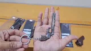 Toy model Pistol Gun Keychain with Leather Cover