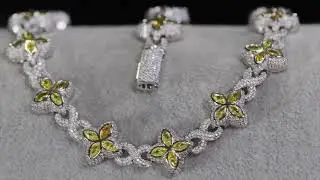 Clover Necklace | Yellow Diamond Clover Chain | Hip Hop Clover Chain | Iced Out Clover Chain