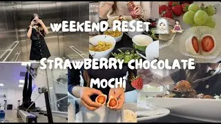 [SUB] VLOG | Weekend Reset | Chocolate Strawberry Mochi Recipe (vegan & GF) 🍓 | Self-care 🧘🏻‍♀️