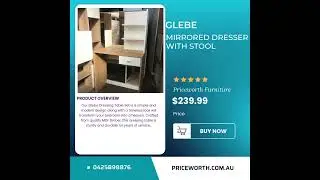 Glebe Mirrored Dresser with Stool &ndash; White & Oak