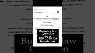 Business law Question paper SEP 2025 CA foundation #icaiofficial #exam