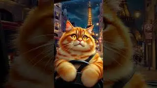 Orange Cat Drives Around the World! 🚗🌍  #orangecat #catlife #catshorts #catsoftiktok #funnycats