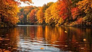 Autumn Stillness 🍂 Gentle Lake & Falling Leaves