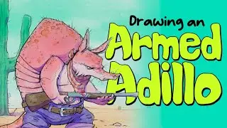 Armed Armadillo Drawing on iPad [ Real Time - No Talking ]