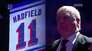 Vic Hadfield's Rangers Sweater Raised to the Rafters of The Garden
