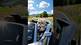 #cuteKitten #coolCat #drivingCat #sunglassesCat #convertible  #realisticStyle #catAdventure