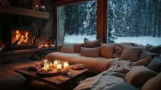 Warm Winter Fireplace & Peaceful Piano Relaxing Ambience for Sleeping, Studying & Healing