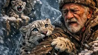 Mother Snow Leopard Begs an Old Man to Save Her Trapped Cub .
