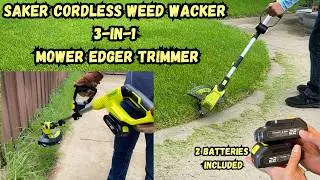 Saker 3-in-1 Cordless Weed Wacker Review 🌿 | Unboxing, Setup & Yard Test!