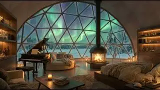 Yellowknife Aurora Borealis Cabin 🔥 Cozy Fireplace Ambience for Deep Sleep & Relaxation