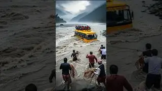 School Bus Swept Away by Flash Flood #shorts #flood #viral #youtubeshorts #disaster #nature #rain