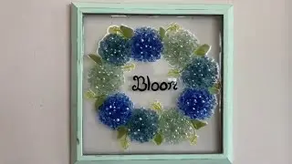 # 66 CRUSHED GLASS ART, GOG, HYDRANGEAS ,BROKEN GLASS FLOWERS & RESIN, GLASS ON GLASS.