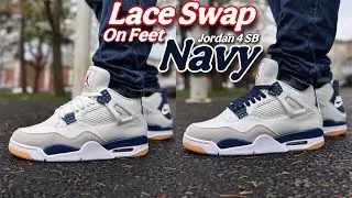 Jordan 4 SB Navy - On Feet/Lace Swap