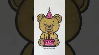 Let&rsquo;s color a page from our Teddy Bears coloring book 🧸🎂 #artwork #coloringbook #satisfyingvideo