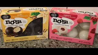 Noosa Cheesecake Bites: Vanilla in Dark Chocolatey Coating & Raspberry in White Chocolatey Coating