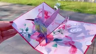 3D Purple Hummingbird Butterfly Pop Up Card | SmilyPops