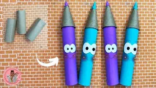 Porta-L&aacute;pis com Rolo de Papel | DIY f&aacute;cil