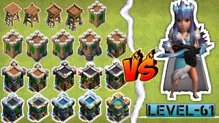 Archer Queen level-61 VS  Archer tower from 1 to max#shorts